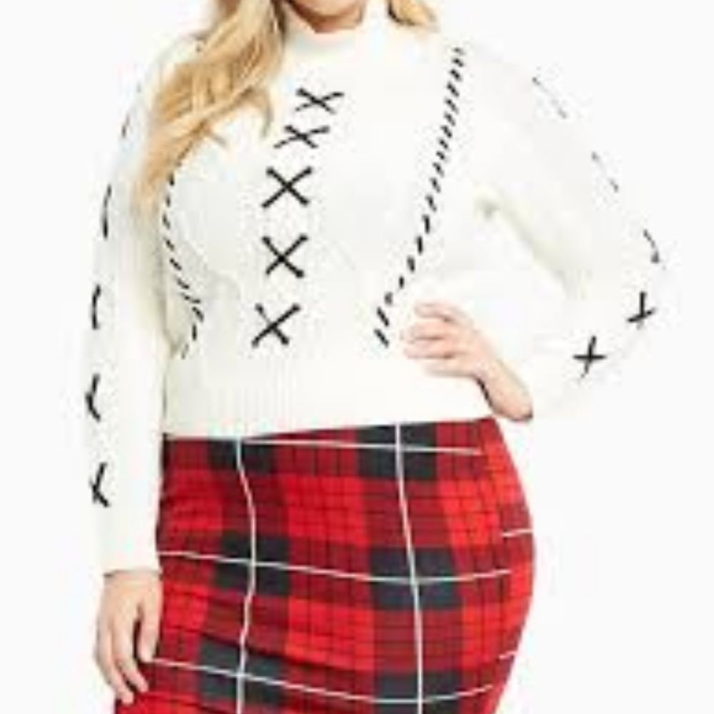 Torrid Lace Up Mock Neck Sweater NWOT